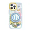Soporte de Globo Aerostático Compatible con Funda de Teléfono Apple de 17 Puntos iPhone 15Pm Hilo de Pluma 16 Protección Completa Anti-Caída 18 Lindo