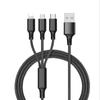 Cable de Datos Uno a Tres Adecuado para Apple y Android, Carga Rápida Tres en Uno, Trenzado, Totalmente Compatible con la Carga de Teléfono en el Coche