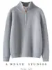 Suéter de cachemira de otoño e invierno con media cremallera y cuello alto, diseño de punto acanalado, adecuado tanto para niños como para niñas, un cálido top de capa base