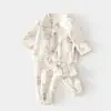 Conjunto de Gaze para Bebê, Roupas de Casa para Bebê, Tops e Calças de Fibra de Bambu de Manga Longa, Roupas de Verão com Ar Condicionado para Crianças Meninas