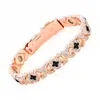 Pulsera magnética de moda europea y americana, superventas transfronteriza, lujo ligero, trébol de la suerte, aleación con incrustaciones de diamante, pulsera de joyería magnética de una sola fila para mujer