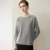 Suéter de punto grueso suelto para mujer Bai Cai Rong estilo perezoso nuevo sin costuras de cachemira pura, top de cuello redondo tipo jersey versátil