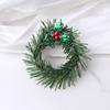 Anel de flor de Natal de rattan transfronteiriço, porta-guardanapo de arame, guirlanda de folhas verdes, fivela de guardanapo, porta-guardanapo, decoração de restaurante, mesa