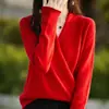 Cardigan de malha puro lã outono e inverno lã fina novo curto longo manga longa solto cruzado suéter