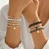 Pulseiras Cruzadas de Contas de Arroz Europeias e Americanas, Peixe de Cerâmica, Contas de Vidro Triturado em Formato de Coração, Pulseiras de Contas Multicamadas com Vários Designs