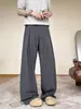 Calça cinza clara de secagem rápida para homens, fina e respirável para o verão, estilo old money, calça de seda gelada de perna larga com caimento [entrega direta do fabricante]