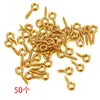 Parafuso Olho de Ovelha Rosqueado de Aço Inoxidável Forma de 9 18k Ouro Real Pregos de Chifre Agulha Olho de Ovelha Acessórios para Joias DIY