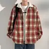 Jaqueta Reversível Xadrez Patchwork 2026 para Homens, Estilo Americano Outono com Gola de Lapela Jaqueta Baseball, Jaqueta Jovem Tendência