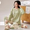 Pijamas de mujer para primavera y otoño 2024, jersey de algodón de imitación, ropa de abrigo para mujer, ropa de casa, traje informal bonito para estudiantes