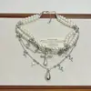 Collar de Perlas con Cruz de Doble Capa Estilo Gótico Accesorios para Mujer Gargantilla Dulce Fresco Nicho Cadena para Clavícula de Gama Alta Cadena para el Cuello