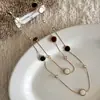Colar com Pingente Empilhado de Camada Dupla com Gotejamento de Óleo Redondo Moda Luxo Leve Personalidade Versátil Corrente para Suéter Acessórios de Outono e Inverno Joias para Mulheres