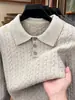 Suéter Casual Clásico de Punto Trenzado para Hombre 2026 Otoño/Invierno Nuevo Estilo Estilo Old Money Cuello Solapa Manga Larga Tejido Grueso Cálido