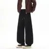 Nueva colección de otoño e invierno: pantalones casuales rectos para hombre, color liso, modernos, versátiles, con dobladillo curvo, corte holgado, talla grande y estilo pants deportivos