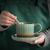 Juego de taza y platillo de café de cerámica tosca, hecho a mano, estilo japonés, vintage, taza de arte, taza de café de cerámica hecha a mano, taza de agua