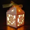 Caja de Luz de Vela Electrónica Hueca de Copo de Nieve Navideño Pantalla de Papel de Copo de Nieve Blanco Linterna Colgante de Papel Translúcido Adhesivo en Stock