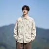 Outono 2026 Nova Marca Tendência Camisa de Veludo Tie-dye Masculina Solta Ombro Caído Retro Manga Longa Jaqueta Camisa Tendência