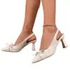 Zapatos de Tacón Alto para Mujer 2025 Verano Nuevos Franceses Baotou Lazo Punta Fina Tacón de Aguja Boca Baja de Moda Versátiles Sandalias