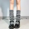 Calcetines Caídos de Color Sólido Nuevos de Otoño para Mujer, Estilo Juvenil, Tejido de Canalé, Doble Aguja, Subcultura Y2K, Transpirables