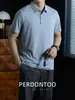 Camisa Polo Masculina de Manga Curta em Algodão com Nylon 3D de Alta Frequência e Toque Gelado, Camiseta Confortável de Meia-Manga Alta Elasticidade para o Verão