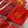 Bolsa individual independiente calcetines rojos palabra de la suerte este año calcetines para hombre y mujer bolsa de la suerte calcetines rojos boda venta al por mayor calcetines festivos