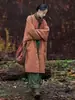 (Estrictamente seleccionado) Chaqueta de Algodón Acolchada de Ramio de Invierno 26 con Cuadrícula Vertical, Bata de Algodón para Mujer Inspirada en el Zen