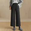Pantalones de Lana de Pierna Ancha de Moda para Mujer 2026 Otoño/Invierno Nuevos Pantalones Rectos de Cintura Alta Elásticos Pantalones Cropped Elegantes Petite