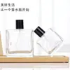 Botella de Perfume Cuadrada Plana de Vidrio, Botella de Relleno de Perfume Cosmético, Botella Transparente con Atomizador de Muestra, Botella Vacía al por Mayor del Fabricante