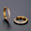 Jinse Moda Coreana Commuter Versátil Diamante de Tres Filas Aretes de Hebilla para Oreja Cobre con Circonio Nicho Sencillo Arete