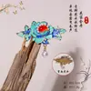 Pasador de Estilo Antiguo, Nuevo Estilo Chino Patrón de Nube Borla Accesorio Lateral para el Cabello para Hanfu, Pin Doble Esmaltado, Estilo Nacional Clásico, Pin Azul Quemado para Mujeres