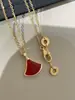 Collar de Cadena para Clavícula de Oro Claro de Alta Gama CNC Baojia con Forma de Abanico, con Calcedonia Rosa, Nácar Blanco, Lapislázuli, Oro Rosa para Mujer, Lujo Ligero