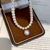 Colar de pérolas fritillary Ji sereia galvanizada a ouro real, corrente de clavícula simples francesa, colar retrô elegante e personalizado