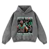 Sudadera con capucha de otoño e invierno 420 g, holgada, batik, estampado de estrella de baloncesto, estilo Ins, sudadera pesada, jersey, tendencia