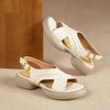 Versión de Cuero Suave~Sandalias Abiertas con Tira Cruzada para Mujer, Nuevo Estilo Verano 2026, Cómodas y Versátiles, Suela Gruesa, Zapatos de Una Tira con Sensación de Caminar sobre las Nubes