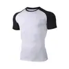 Camiseta esportiva masculina de manga curta transfronteiriça europeia e americana, para corrida ao ar livre, gola redonda, justa, secagem rápida, respirável, roupa de ginástica