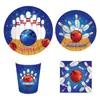Mm204 Bola de Boliche Esportiva Tema Festa de Aniversário Louça para 8 Pessoas Conjunto de 4 Peças Prato de Papel Guardanapo de Papel Copo de Papel