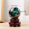 Bola de Cristal Natural Bola de Cristal de Ágata Volcánica Bola de Cristal de Piedra Fluorescente Verde Bola de Feng Shui para Hogar Oficina Sala de Estar Entrada