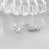 Pendientes de Lazo de Nuevo Estilo con Diamantes Brillantes, Versátiles para el Uso Diario, Gama Alta, Compactos, Diseño de Nicho, Joyería para Orejas para Mujeres
