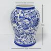 Vaso de Porcelana Azul e Branco Estilo Chinês Retrô de Alta Qualidade com Rachaduras de Gelo e Flores Verdes para Arranjo de Flores, Decoração de Sala de Estar e Entrada