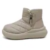 28110 Pão Quente Sapatos Grandes de Algodão 2025 Sapatos Femininos de Inverno Mais Veludo Aumento de Altura Sola Grossa Botas de Neve Femininas