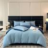 Conjunto de Quatro Peças de Algodão Lavado Cor Sólida Estilo Simples Roupa de Cama Espessa Lixada Lençol Capa de Edredom Conjunto de Três Peças para Dormitório de Estudante