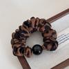 Moda All-match Leopard Hair Ring Alta qualidade Preto Contas Redondas Corda de Cabelo Pequeno Anel Intestino Grosso Feminino Bola Cabeça Alta Corda Elástica