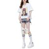 Sudadera con Capucha Casual Holgada Estilo Hong Kong Camiseta de Manga Corta 100% Algodón Verano para Mujer Talla Grande Chica con Sobrepeso Top Delgado Estampado