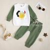 2025 Ropa Cruzada para Bebé Niño Pollo Bordado Primavera, Otoño e Invierno Tres Estaciones Sudadera de Manga Larga Pantalón de Chándal