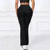 Calça de Yoga Popular Transfronteiriça Cintura Alta Flare com Bolso Cargo Feminina Levanta Bumbum Emagrecimento Controle da Barriga Fitness Esportiva Longa Feminina