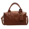 Bolso de hombro único piel suave retro color sólido textura casual bandolera gran capacidad temperamento versátil para viaje y uso diario