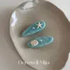 Grampo de Cabelo Estrela do Mar Ondulada Concha Presilha para Franja Concha Azul Marinho Estrela do Mar Acetato Clip Lateral de Alta Qualidade Acessório de Cabelo
