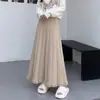Falda plisada de punto para mujer Otoño Invierno 2026 Nueva Cintura Alta Cubre las Caderas Adelgazante Gran Campana Borla Línea A Falda Paraguas Falda Larga