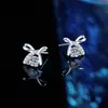 Pendientes de Plata de Ley S925 con Forma de Lazo Moissanita Color D Lujo Accesible Simples Versátiles Estilo Coreano Pendientes Elegantes de Gama Alta para Mujer