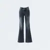 YECHUAN # Jeans acampanados de tiro bajo estilo chica hot retro americano para mujer, pantalones de campana elásticos ajustados para otoño e invierno