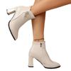 Moda Europeia e Americana Botas Curtas com Salto Alto Femininas Outono e Inverno 2024 Salto Grosso Moda Pingente de Strass Botas Versáteis Transfronteiriça